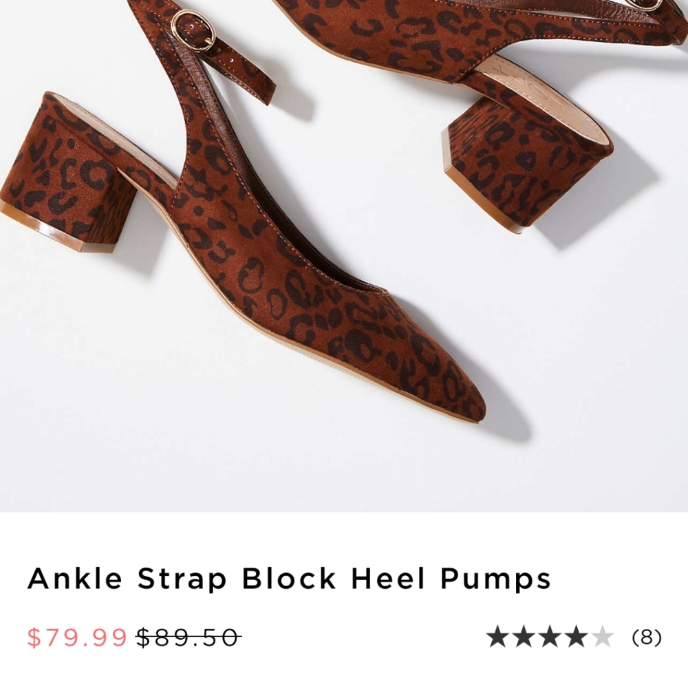 LOFT ankle strap leopard block heel pumps